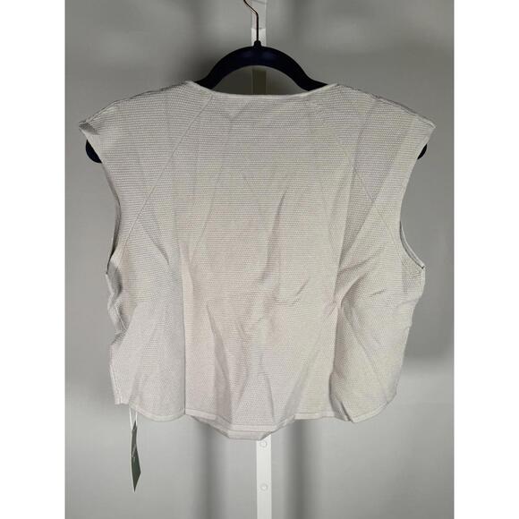 NWT Halara Waffle Knit Cap Sleeve Top Light Gray Size XL - Picture 3 of 7